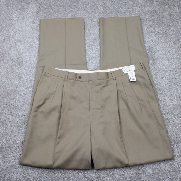 VTG Monsieur by Givenchy Pants NWT Mens 42 Beige Pleated Worsted Wool Unhemmed - Picture 1 of 13